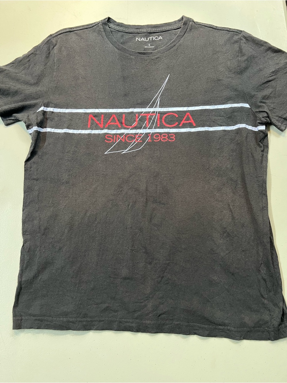 Nautica Graphic T-Shirt Black Logo Since 1983 Size L